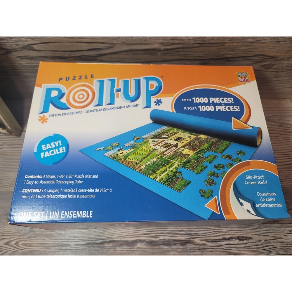 MasterPieces Puzzle Roll Up Mat 1000 Pieces Storage System 36x30 Blue New Box